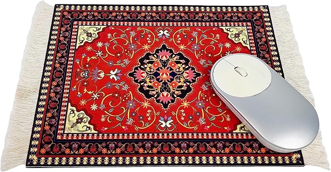 Rug Mouse Pad, 2 Pack Woven Rug Bohemian Style Carpet Mouse Pad for Table Décor