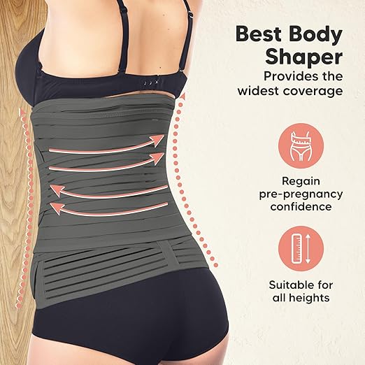 3 in 1 Postpartum Belly Support Recovery Wrap – Postpartum Belly Band, After Birth Brace, Slimming Girdles, Body Shaper Waist Shapewear,Post Surgery Pregnancy Belly Support Band (Mystic Gray, M/L)