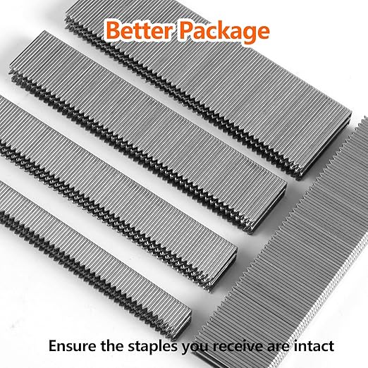 1000-Count 1-1/4 Inch Length, 18 Gauge 1/4 Inch Narrow Crown Staples, Heavy Duty Beveled Chiseled Pointed Galvanized Staples, for Pneumatic, Electric 18GA Stapler Gun