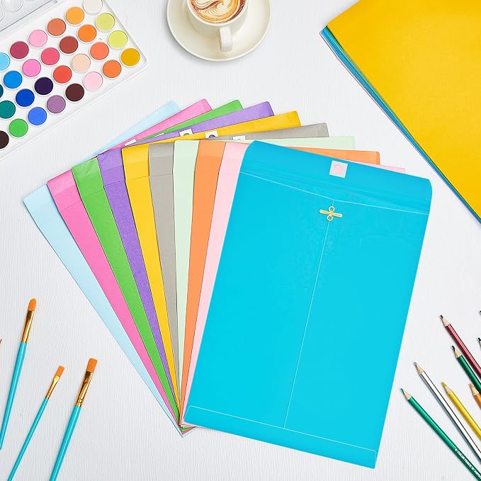 Geyee 20 Pcs 9 x 12 Inch Clasp Envelopes Letter Size Mailing Envelopes with Clasp Closure for Filing Storing Documents Office Home Business School (Mixed Colors)