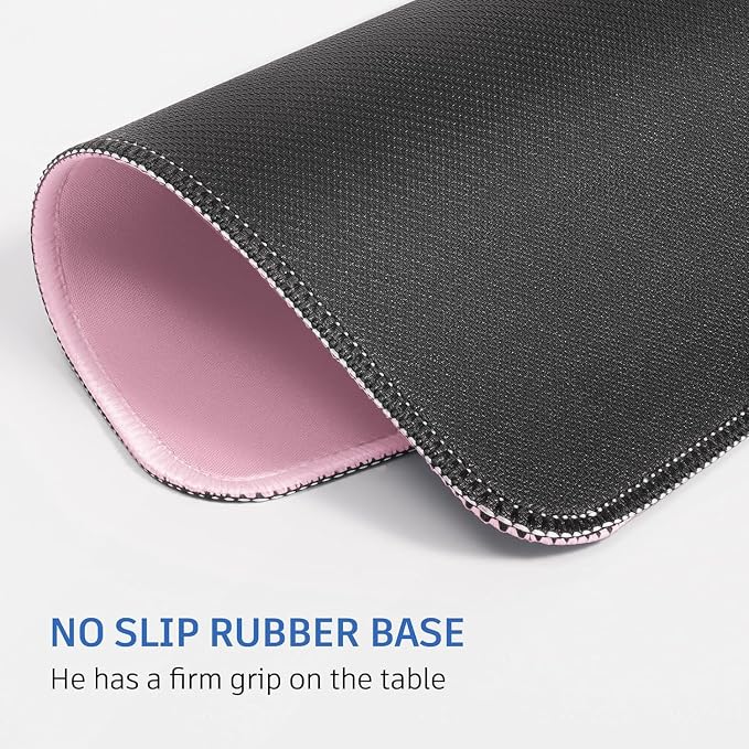 3 Pack Small Mouse pad Solid Color Square Mouse Mat for Wireless Mouse Office Computer Mousepad for Desk Mat Laptop with Non-Slip Rubber Base (Black Pink)