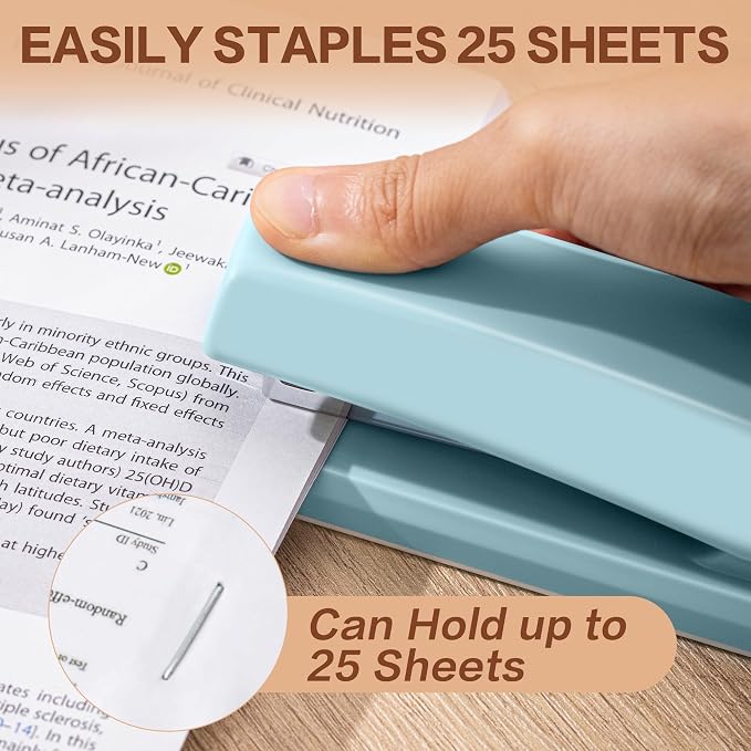 Deli Stapler, 12 Pack Staplers, 2000 Staples and 12 Staple Removers, Blue | Staplers for Desk, 25 Sheet Capacity