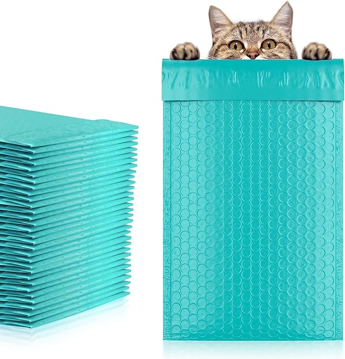 Poly Bubble Mailers, 7,25 x 11 Inch Teal Padded Mailers, Self Seal Shipping Envelopes, Lightweight Poly Mailer Bags, Waterproof Mailing Bags, Pack of 200