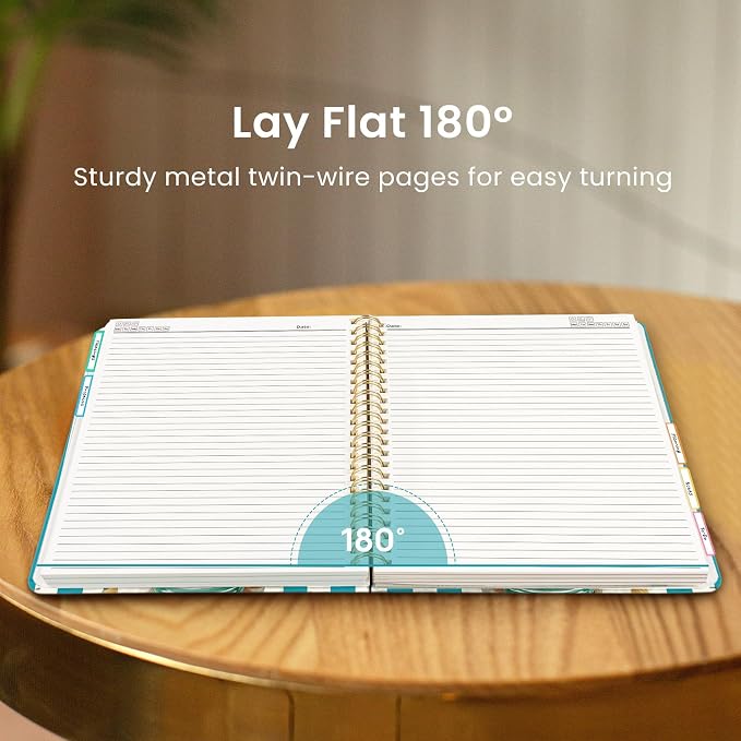 Spiral Notebooks for Work 5 Subject Notebook with Removable Dividers | Aesthetic Hardcover Journal for Women 8.5" x 11" College Ruled 280 Pages Journal for School & Note Taking, Sunny Barker
