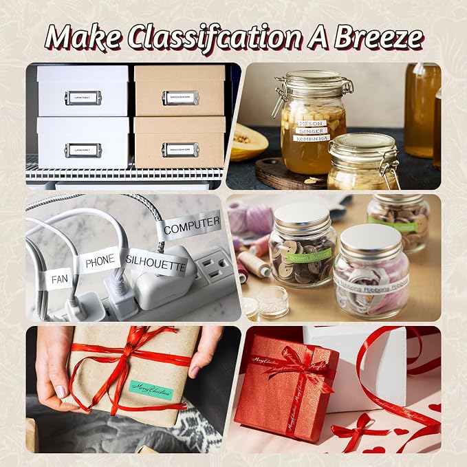 Phomemo P15 Ribbon Printer, Mini Bluetooth Portable Label Maker Machine with 4 Tapes Custom Text/Icon for Gift Decorations, Cloth Tags, DIY Crafts, Wedding Bouquets, Party Favors, Red