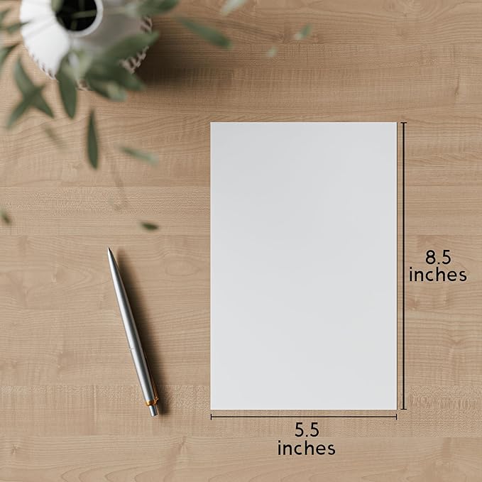 Half Letter Blank Paper, 200 Sheets, 120 GSM, Printer Paper, Loose Leaf, Unpunched, 5.5 x 8.5 inch, Copy Paper