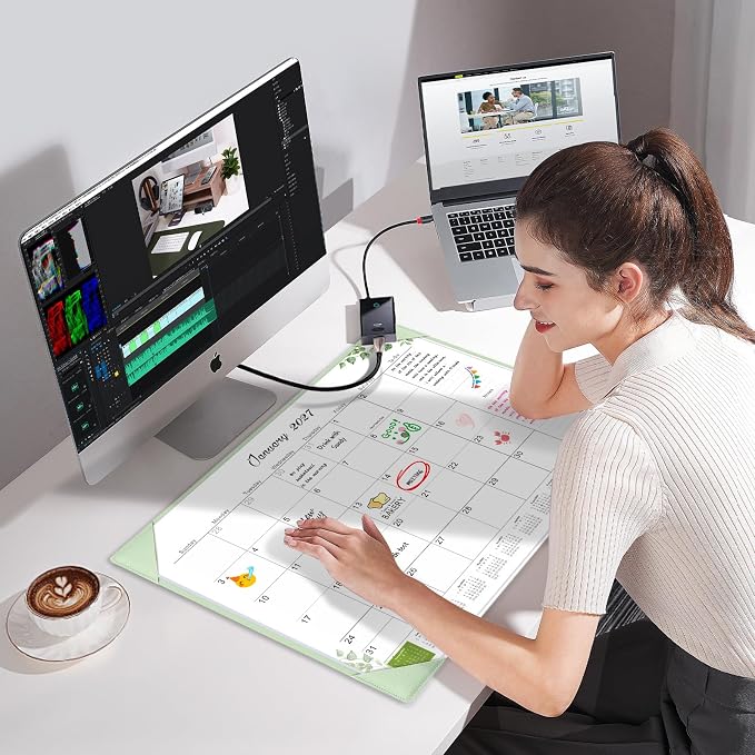 Gannyfer Desk Calendar 2026-2027 with Desktop Mat, Simplified Large 22" x 17" Desktop Pad Calendar, 18 Month Desk Calendar July 2026-Dec 2027, Office Supplies Perfect for Home School and Office - Green