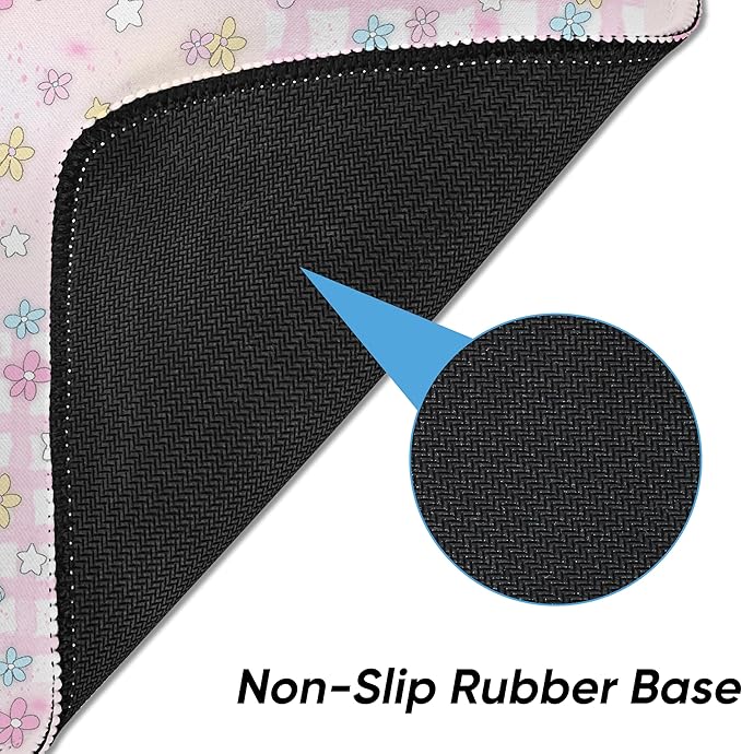 Premium Stitched Mouse Pad 10.2 x 8.3 in | Smooth, Washable Desk Mat with Non-Slip Base | Personalized Cute MousePads for Gaming,Work,Laptop, Computer, Office, Home (Pink Flowers)
