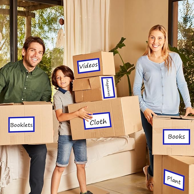 6 x 4 inch Large Moving Labels for Boxes, Blank Moving Boxes Labels Stickers, 160pcs 8 Color Coded Moving Stickers Packing Labels Stickers for Home Organization Projects, Kitchen, Storage Bins, (Blue)