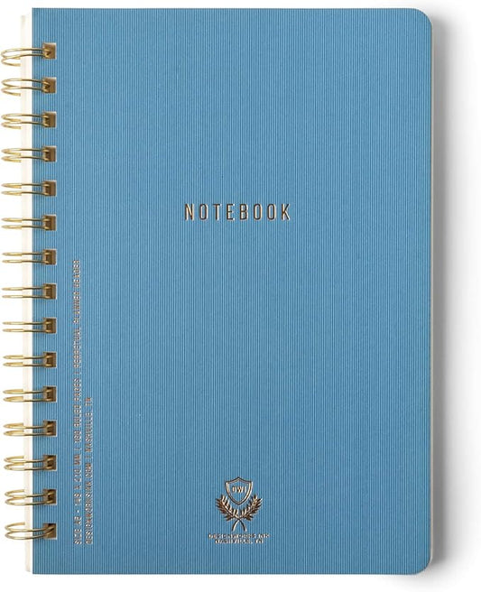 DesignWorks Ink Textured Paper Twin Wire Notebook, Daily Planner & Soft Cover Writing Journal, 160 Lined Perforated Pages, Small Spiral Notebook for Work & Journaling, 6 x 8.25 in, Classic Blue