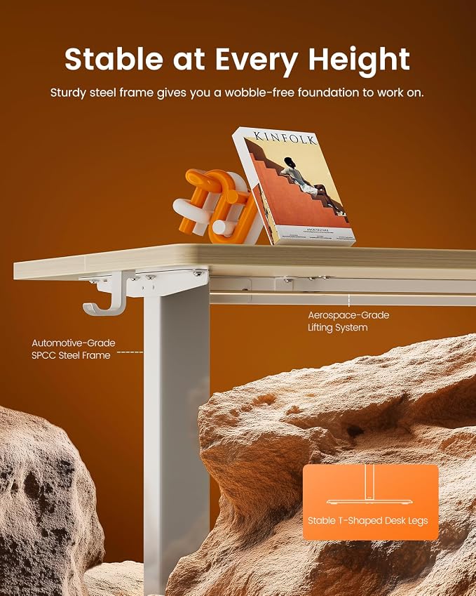 ErGear Height Adjustable Electric Standing Desk, 40 x 24 Inches Sit Stand up Desk, Memory Computer Home Office Desk, Natural