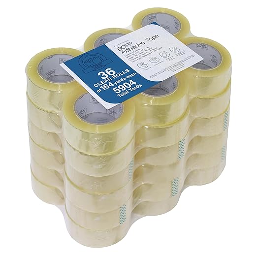 Clear Packing Tape, 36 Rolls Heavy Duty Packaging Tape for Shipping Packaging Moving Sealing, Thicker Clear Packing Tape, 1.88 inches Wide, 164 Yards Per Roll, 5904 Total Yards