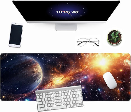 Planet Gaming Mouse Pad, Large Extended Mouse Pad Big Computer Mousepad for Home Office Gaming Work 31.5x11.8inch (Star Star)
