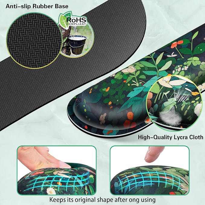 Canjoy Desk Mat with Wrist Rest, Anime Black Cats Keyboard and Mouse Pad | 4-in-1 Large Mouse Pad(35.4×15.7in) + Keyboard Wrist Rest + Coaster, Kawaii Cute Keyboard Mat Extended Desk Pad Memory Foam