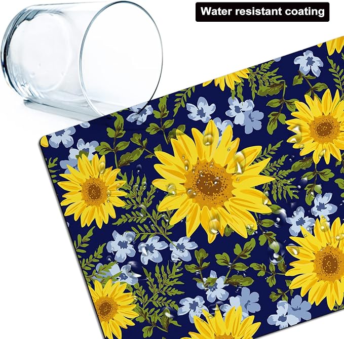Small Mouse Pad Cute, Mini Mouse Pads for Wireless Mouse and Laptop, Travel Mousepad with Designs - Pretty Sunflowers, Portable Mousepads with Non-Slip Rubber Base for Women - 5.5 x 7 in