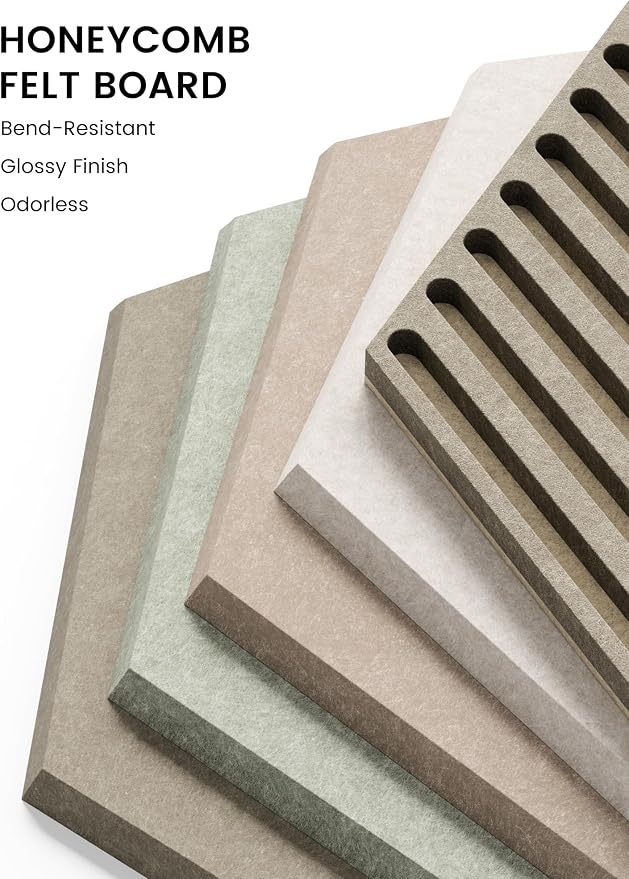 Fluxynara 10-Pack Hexagon Cork Board Alternative, Linen Dusk | Felt Bulletin Board with 50 Adhesive Tabs, Ideal for Vision Boards and Wall Decor in Homes, Offices, Classrooms, and Dorms