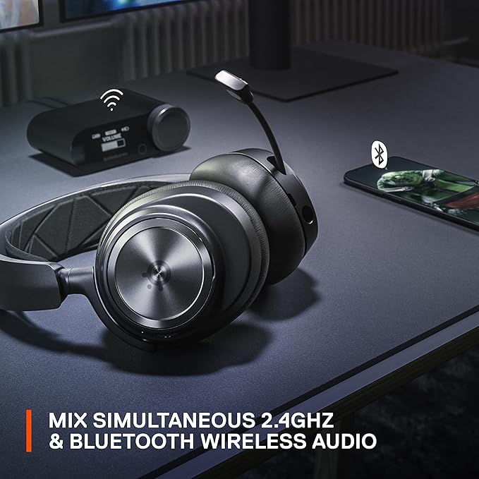 SteelSeries Arctis Nova Pro Wireless Multi-System Gaming Headset - Premium Hi-Fi Drivers - Active Noise Cancellation - Infinity Power System - ClearCast Gen 2 Mic - PC, PS5, PS4, Switch, Mobile