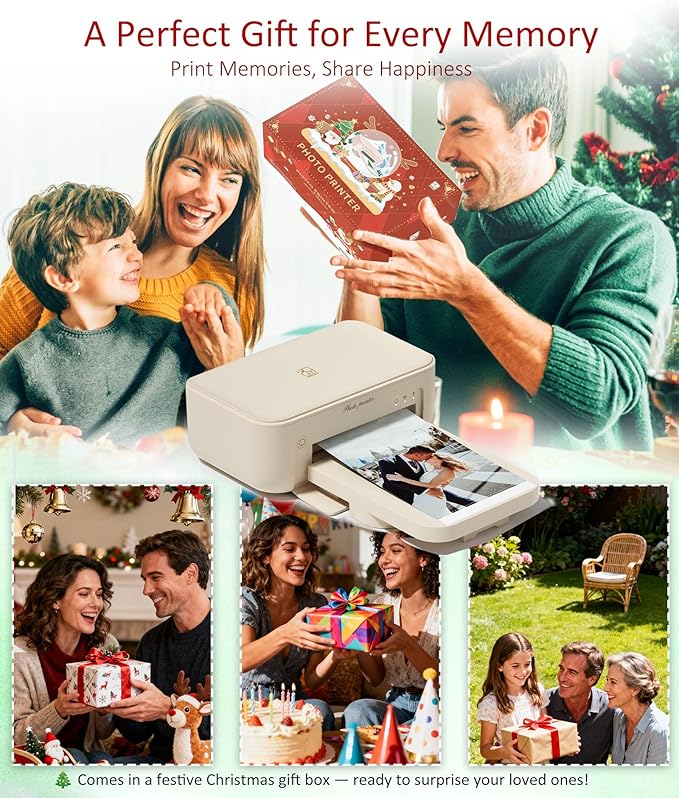 HPRT CP4100 4x6 Photo Printer with 108 Sheets & 2 Ribbons, Full-Color Thermal Dye Sublimation Wi-Fi Printing, Portable Instant Picture Printer for iPhone/Android, AR Video, Fun App, Home Use, White