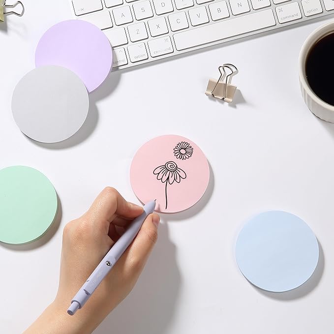 Mr. Pen- Round Sticky Notes, 12 Pads, 720 Sheets, Morandi Color, 2.8" x 2.8" Colorful Sticky Notes Bulk, Stocky Notes for Bible Journaling