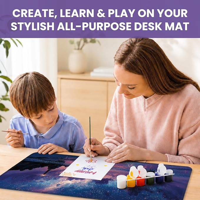 Aesthetic Desk Mat, Cute Luminous Rise Desk Pad Protector for Work & Decor, 31.5" x 11.8", Pretty Non-Slip Extended Mouse Pad for Office or Home