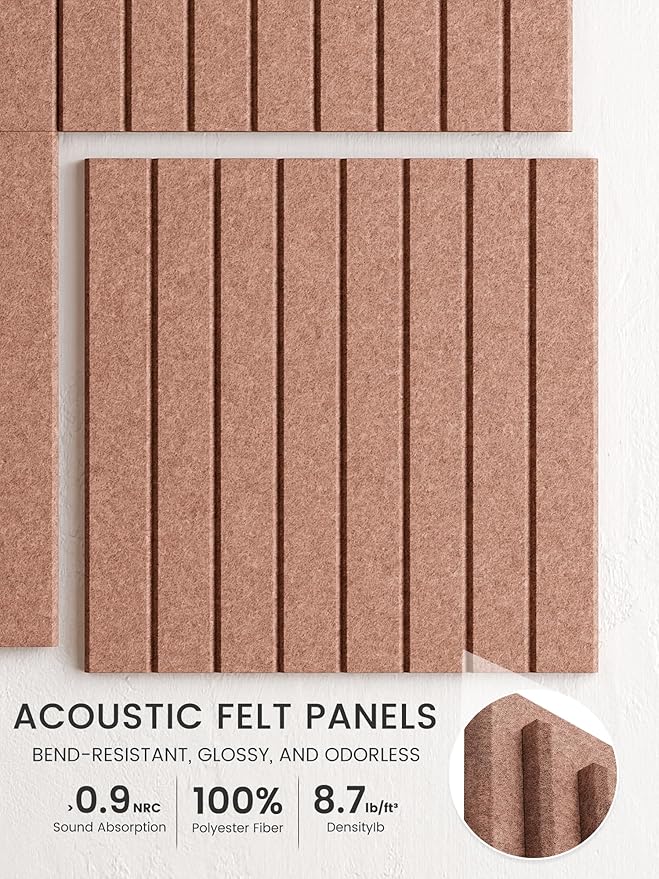 Bumusty Large Cork Board Alternative-36 x 24" Felt Bulletin Board Tiles, with 30 Pushpins, 40 Adhesive Tabs, 6-Pack Slat Wall Paneling, Cork Boards for Office Push Pin Board Felt Board-Terracotta