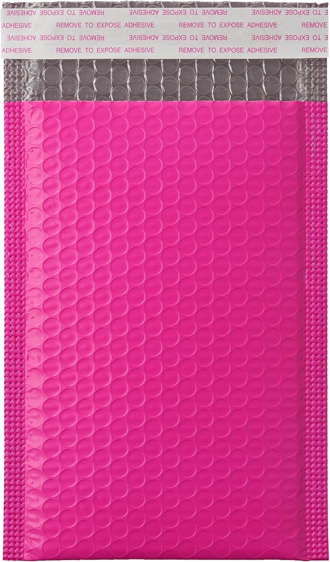 Hot Pink Poly Bubble Mailers 4 x 7 + 1.57 Inch,120 Per Box | Padded Envelopes, Shipping Envelopes