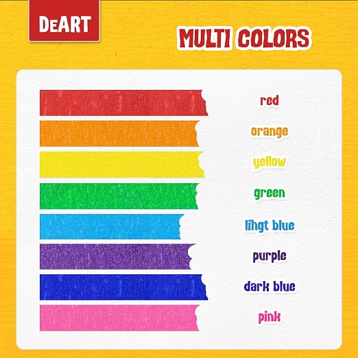 DEART 8X Colored Masking Tape, 33 Ft x 1 inch Colored Painters Tape for Arts & Crafts Labeling or Coding, Craft Supplies Color Tape Rolls, Colorful Masking Craft Tape, Lab Tape (Pack of 3)