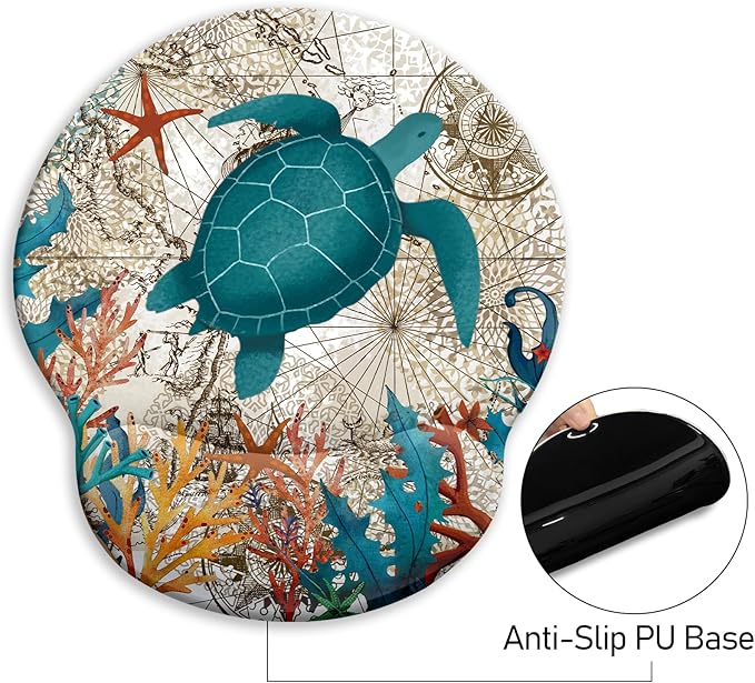 Blusabaca Ergonomic Mouse Pad with Wrist Rest, Sea Turtle Mouse Pads Wrist Support for Desk, Cute Gaming Mousepad for Wireless Mouse Laptop Computer Work Home Desk Accessories Office Supplies Decor