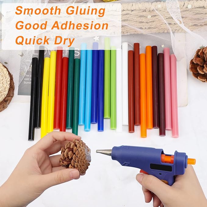 Manarty Colored Hot Glue Stick, 48 PCS 0.27" Dia x 4" Long Mini Hot Melt Glue Sticks Colored, Adhesive EVA Glue Sticks for Sealing Repairing Stamp DIY Art Handmade Car Craft Decoration Office Project