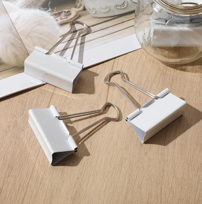 Jetec Extra Large Binder Clips Bulk 2 Inch Metal Jumbo Binder Clips Office Supplies Paper Clamps for Teachers Students Office Business Supplies(White,200 Pcs)