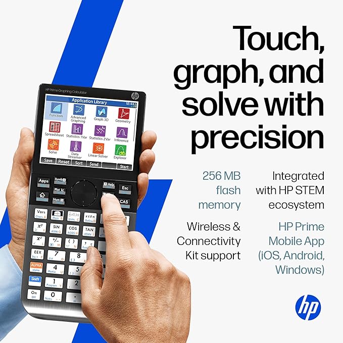 HP Prime G2 Graphing Calculator – Multi-Touch 3.5" Color Display CAS Exam Approved SAT/AP/IB Scientific Calculator for School, Highschool, College Students – Programmable, 256MB, Includes Case + Cloth