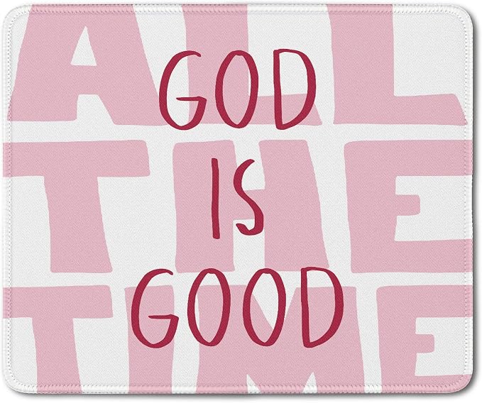 God is Good Christian Mouse Pad, Trendy Pink Aesthetic Bible Verse Mouse Pads Mousepad for Home Office Dorm Computers Laptop Supplies Desk Accessories, 9.5x7.9 Inch