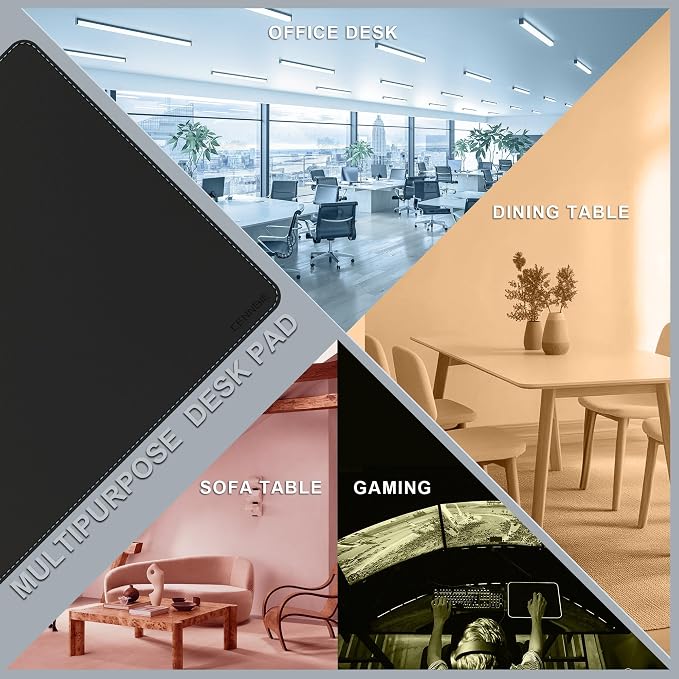 CENNBIE HUGE160 63" x 47" Black Leather Desk Mat for Conference Table, Dining Table, Work Table, Banquet Tables, Library Table