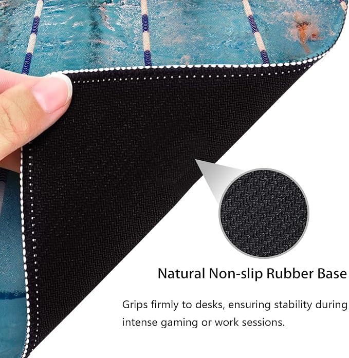 Olympic Swimming Pool Lanes Mouse Pad, Sports Competition Athlete Desk Mat | Cute Mousepad Stitched, Anti-Slip Base Smooth Surface, 9.5 x 7.9 Inches