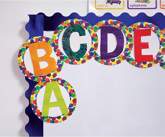 World of Eric Carle 219 Colorful Bulletin Board Letters for Classroom, Eric Carle Numbers & Letters Bulletin Board Cutouts, Colorful Cutouts for Bulletin Board, Cork Board, Chalkboard, Classroom Décor