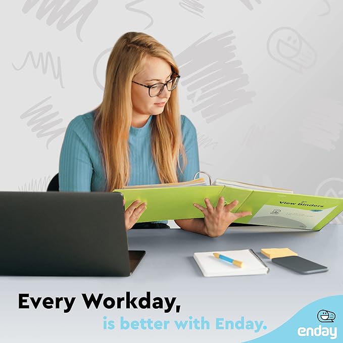 Enday 2 inch 3 Ring Binder (6 Pack - Assorted Colors) Binder 2 inch with Clear View Cover and 2 Inside Pocket - for Letter Size 8.5 x 11'' Paper, Ideal for School Supplies, Office, and Home