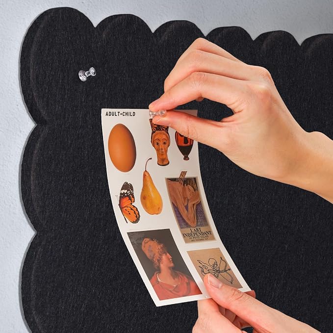 Scalloped Bulletin Board 36x24 inches, Decorative Felt Pin Board for Wall | Cute Cork Board Alternative with Push Pins, Foldable Display Vision Board for Photos, Notes & Reminders