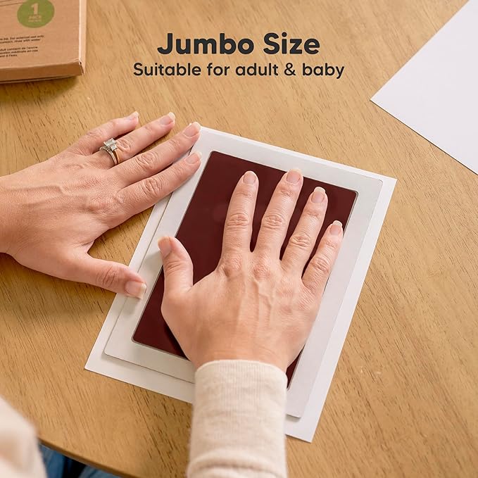 1-Pack Inkless Baby Hand and Footprint Kit - Mess Free Ink Pad for Newborn Keepsake, Dog Nose & Paw Print Kit, Clean Touch Ink Pad for Baby Hand & Footprints, Ideal New Mom Gifts (Auburn, Jumbo)