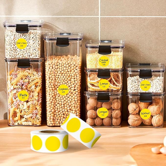 PARLAIM 3/4 Inch Color Coding Label Stickers,500PCS Circle Inventory Sticky Dots Sticker in Dispenser Box,Yellow Adhesive Round Dot Labels for Office Home (Yellow)