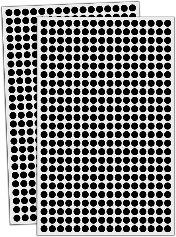 6000 Pack - 1/4" Small Dot Stickers Round Circle Labels - Black
