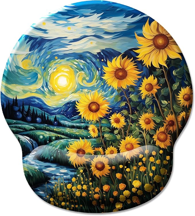 Hancynir Sunflower Ergonomic Mouse Pad with Wrist Support Desk Decor | Cute Gel Mouse Pads Wrist Rest, Funny Comfortable Computer Mousepad, for Gaming Laptop Work Home Accessories Office Supplies
