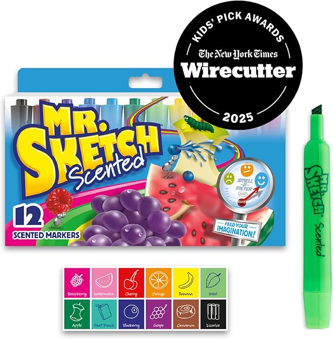 Mr. Sketch Scented Markers, Chisel Tip, 12 Count