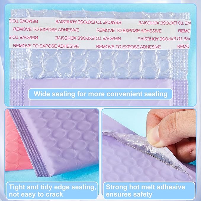 Gueevin 200 Pcs Bubble Mailer 4 x 6 Inch Small Shipping Bags Waterproof Padded Envelopes Self Adhesive Poly Bubble Packaging Envelopes Bulk for Shipping Mailing Trading Card Packaging (Pastel Color)