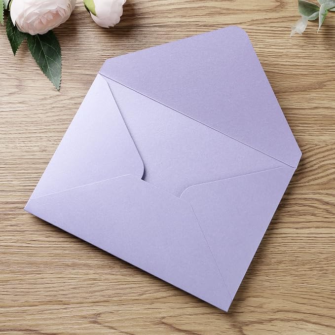PONATIA A7 Envelopes, Sparkle Lilac 5 x 7 Envelopes | A7 Shimmer Envelopes Perfect For Wedding Invitations Cards, Christmas Gift Cards , Acrylic Invitations, Photos