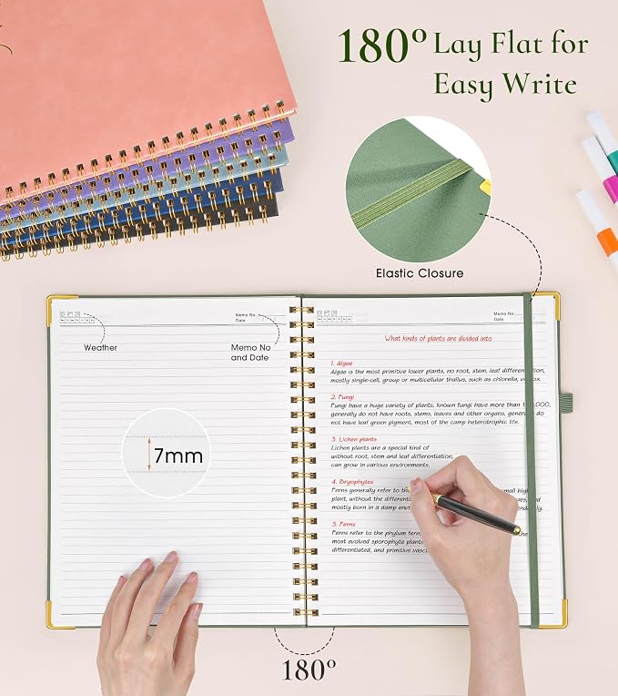 Hardcover Spiral Notebook Journal 8.5” x 11”, A4 Large Cute Notebooks for Women Men, Lined College Ruled Notebook, 100 GSM Paper, Spiral Bound Journals for Work School Note Taking Business, Petals