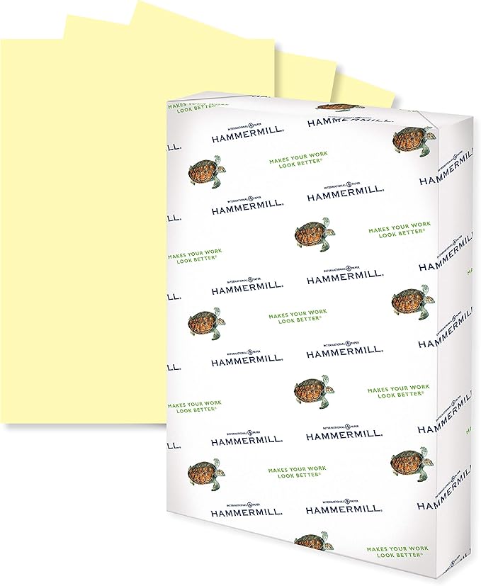 Hammermill Colored Paper, 20 lb Canary Printer Paper, 11 x 17-1 Ream (500 Sheets) - Made in the USA, Pastel Paper, 102152R
