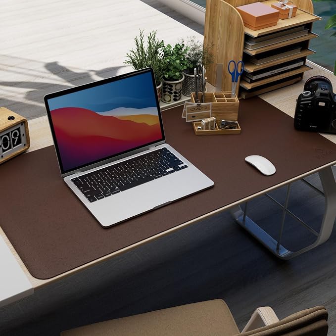 K KNODEL Desk Protector Mat and Pad for Office (Dark Brown, 17"x35.4") | Waterproof Desk Mat, Desk Pads and Blotters, Desktop Mat, Desk Protector and Cover, Office Computer, Laptop and Keyboard Mat