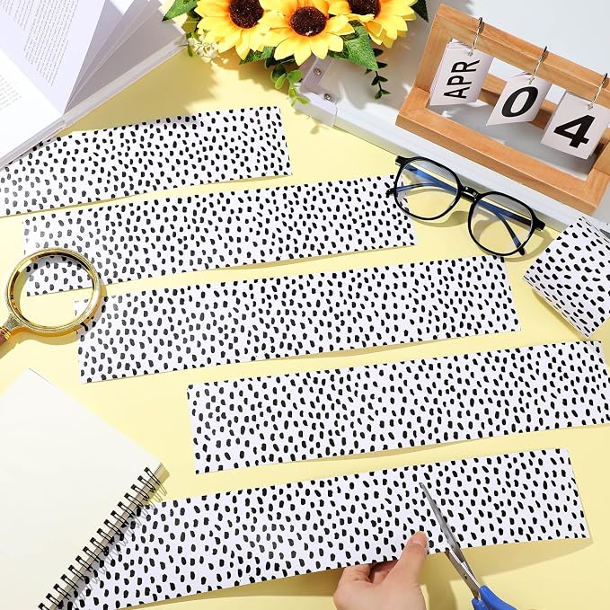 Zonon 65 Feet Bulletin Board Borders Black Dots, Classroom Trim Rolled | Scalloped Polka Dot Design, Decorative Borders for Classroom Back to School, Boho Style Trim Perfect for Bulletin Displays