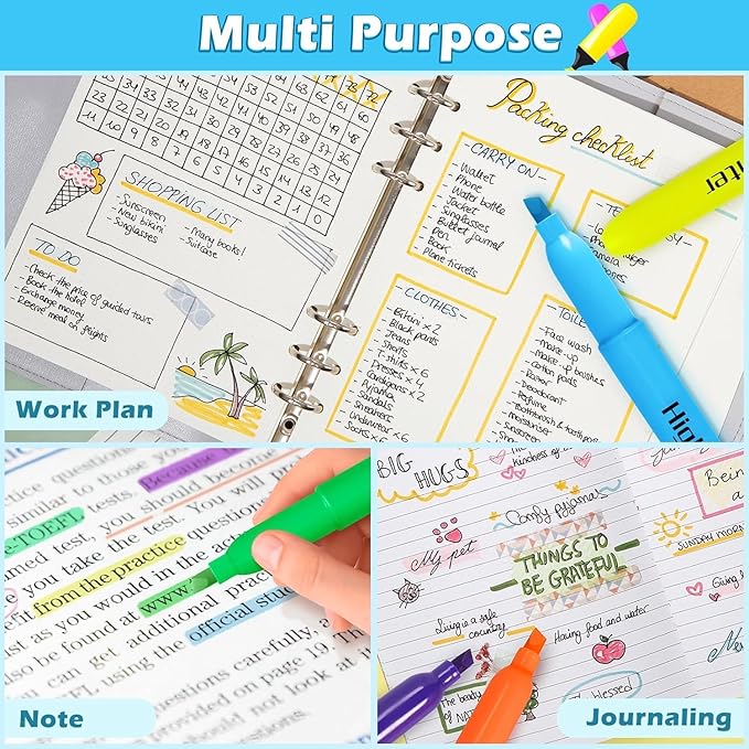 Jumlys 30 Pack Highlighters in 6 Assorted Colors, Bright With Soft Chisel Tips, No Bleed, Ideal for Office and School Supplies