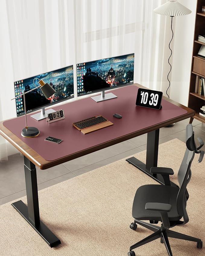 YSAGi 47.2" x 24" Large PU Leather Desk Mat for Keyboard and Mouse - Waterproof Non-Slip Desk Pad Protector for Office, Home, Writing Desk, Dark Pink